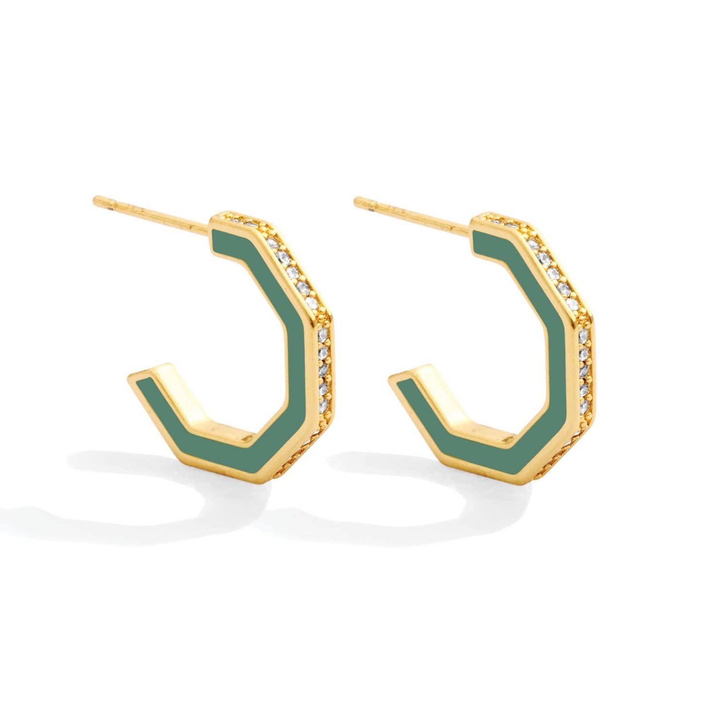 720 Pave Accented Green Hexagon Earrings for Stylish Look