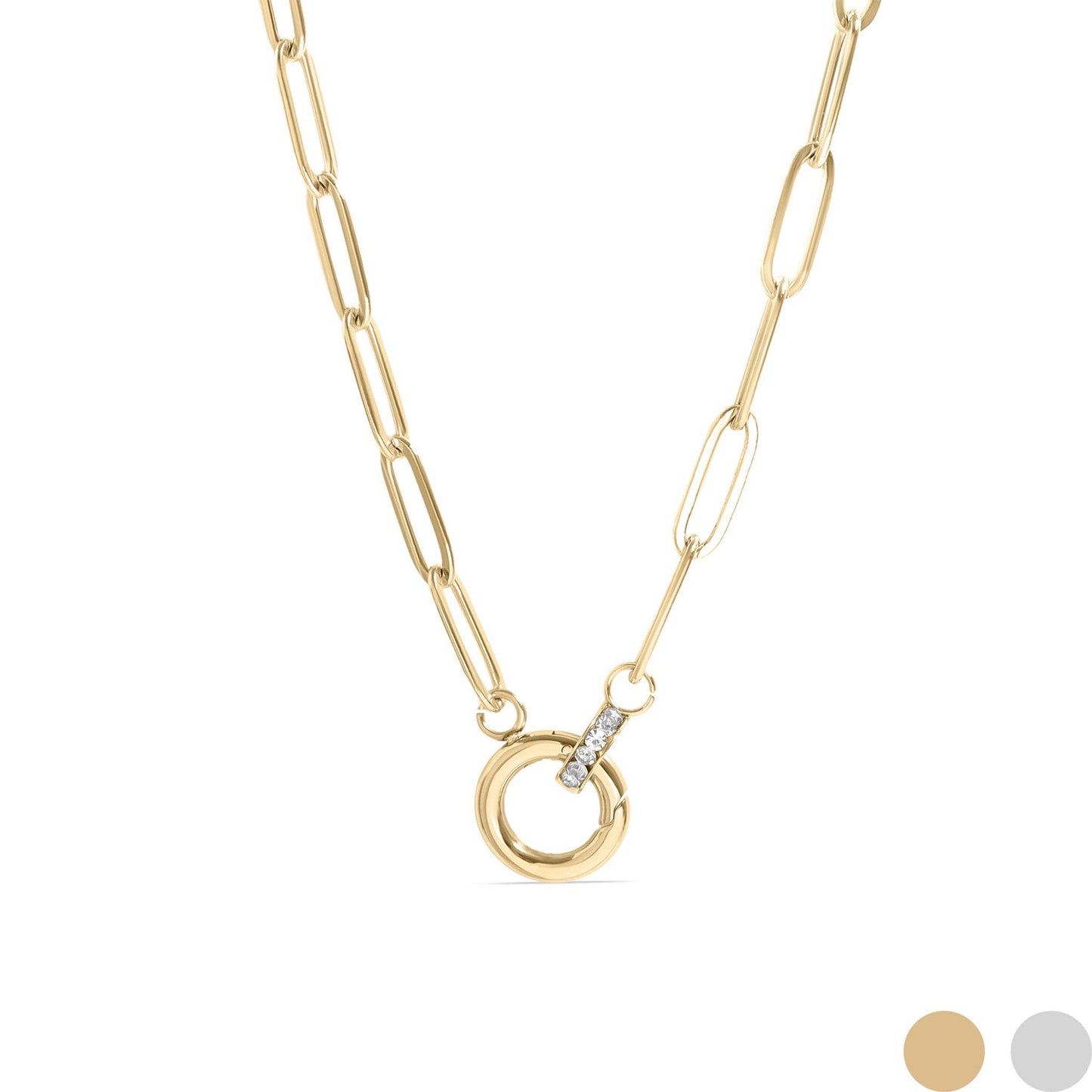 Silver Rhinestone Charm Holder Necklace Modern Elegance