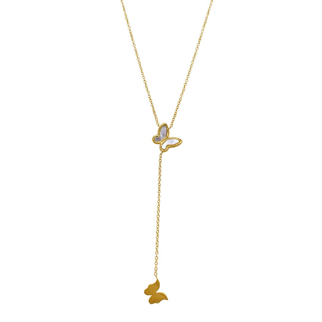 Katie Butterfly Lariat Necklace in 14k Gold Vermeil