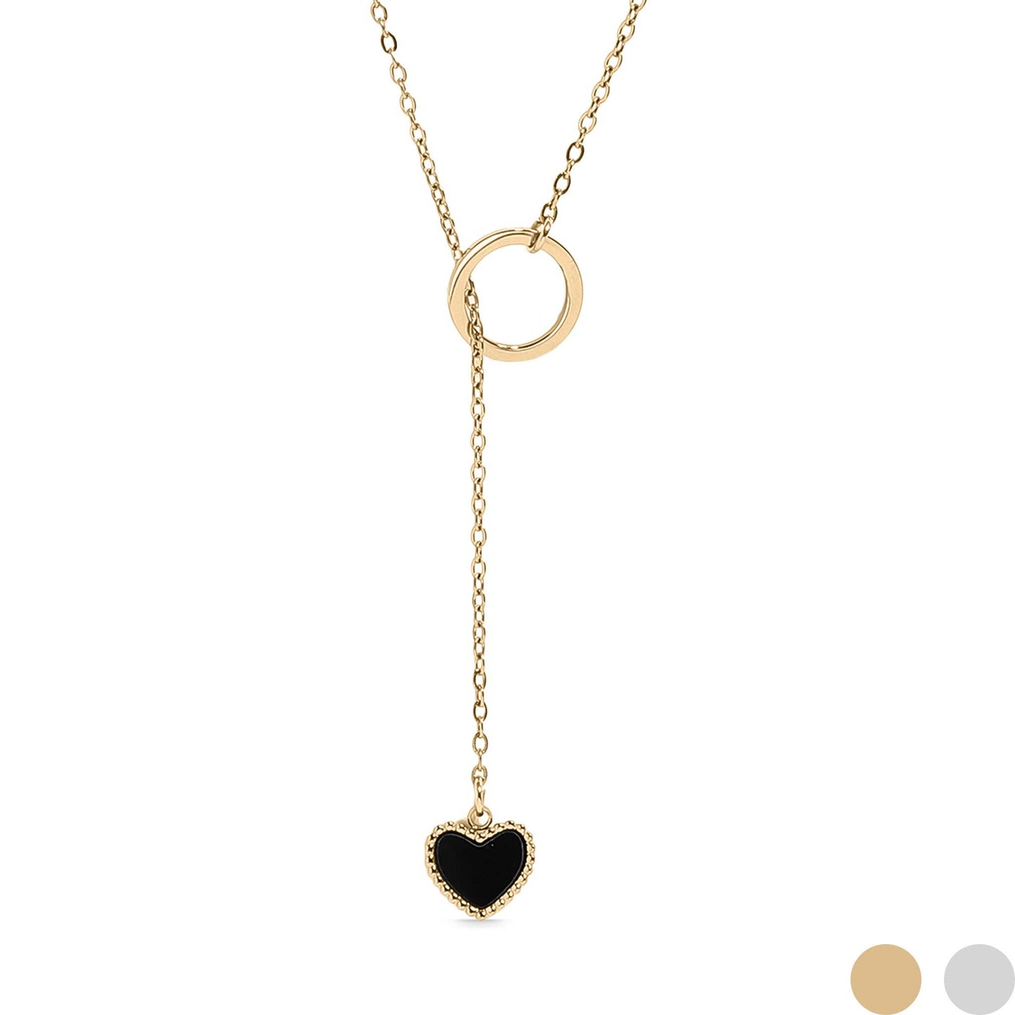 Elegant 18K Gold Heart Lariat Necklace for Women