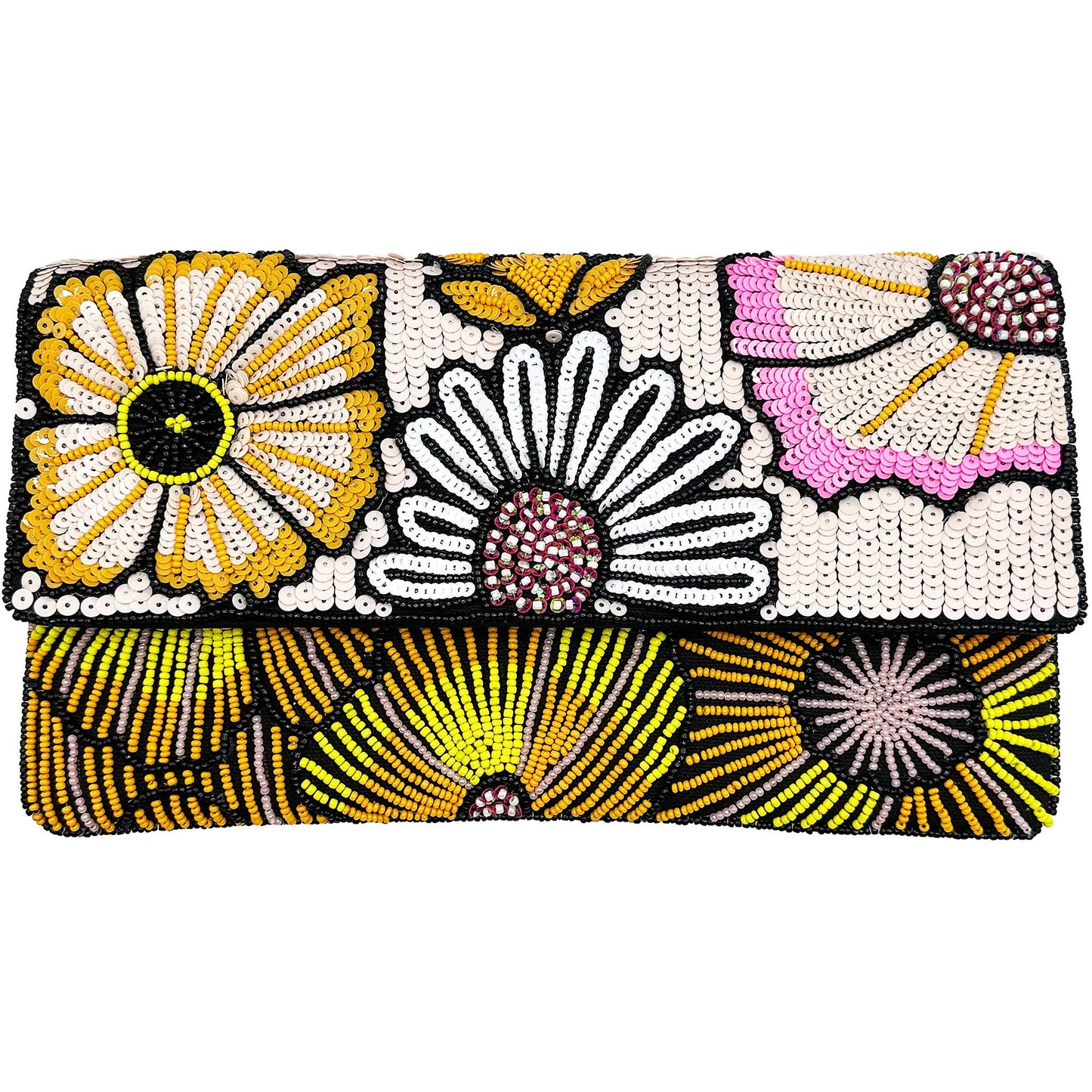 Elegant Blossoming Beaded and Sequin Clutch for Events