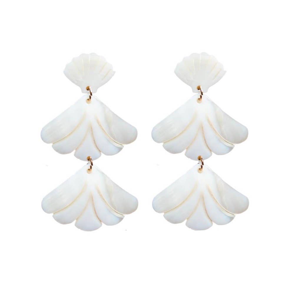 Sarah Mermaid Shell Statement Drop Earrings for Glam Style