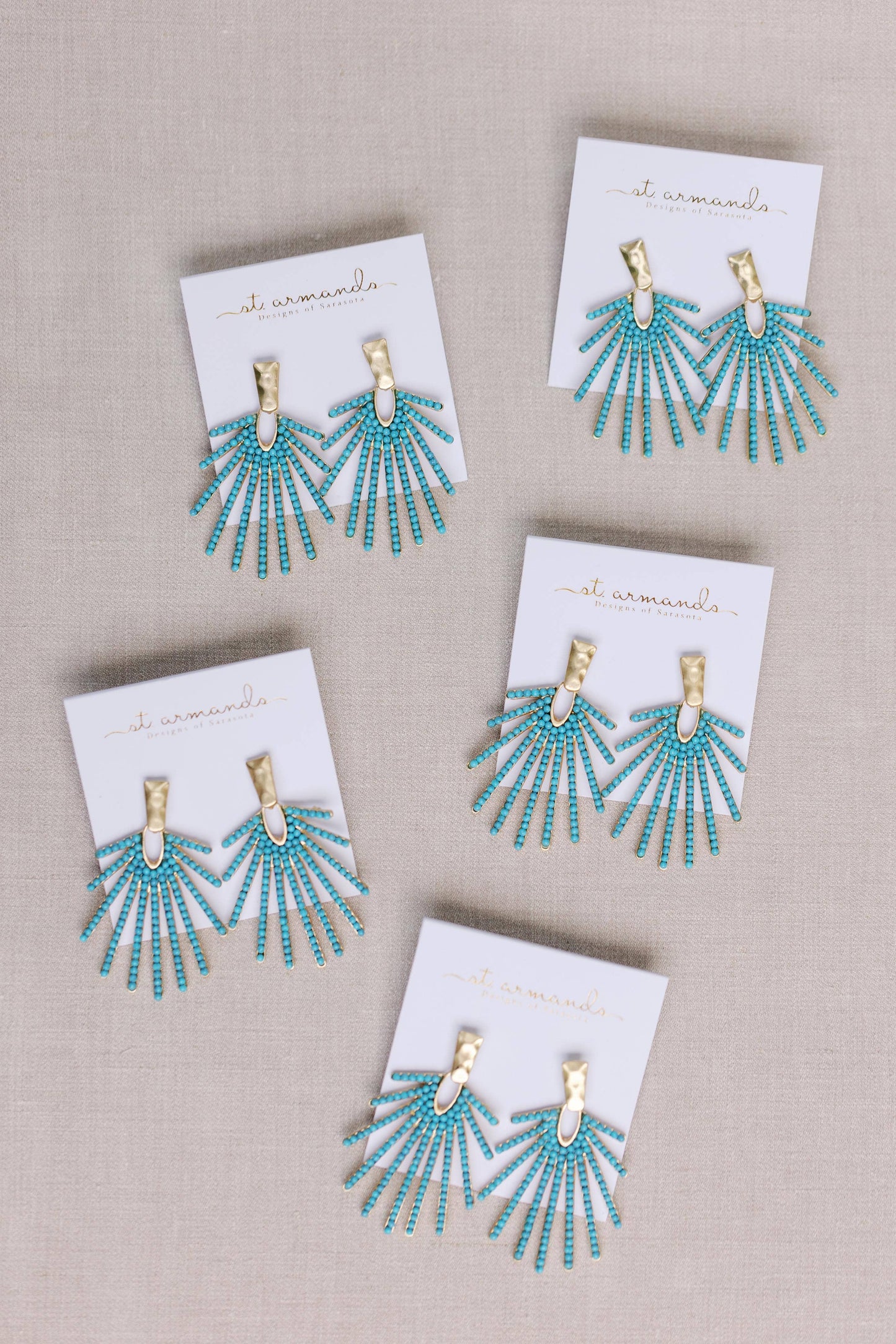 Light Turquoise Sunburst Statement Drop Earrings 2 Inch