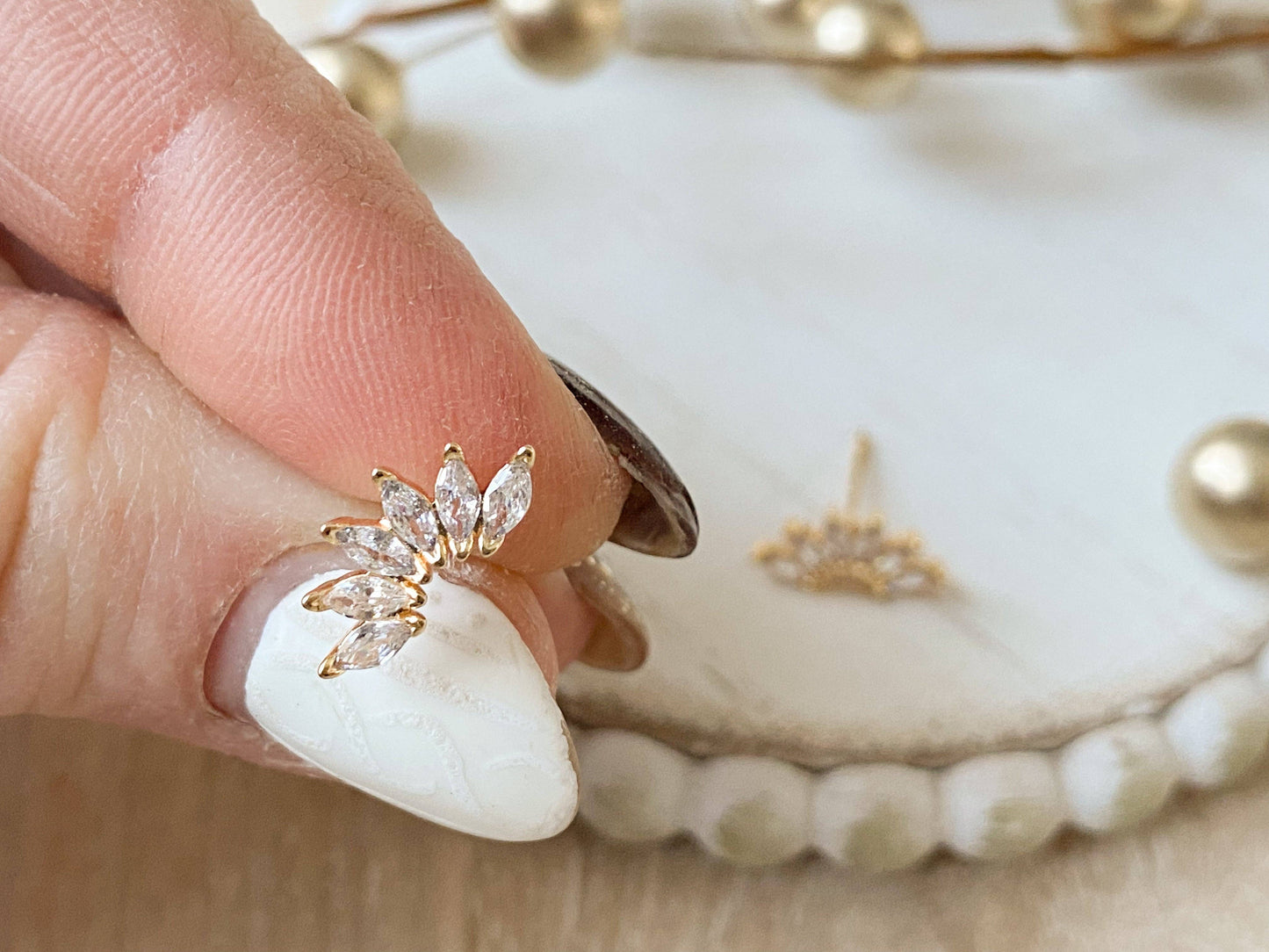Elegant Winslet Studs with Marquez Shaped Cubic Zirconia