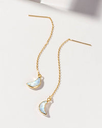 14K Eclipse Threader Earrings Moonstone