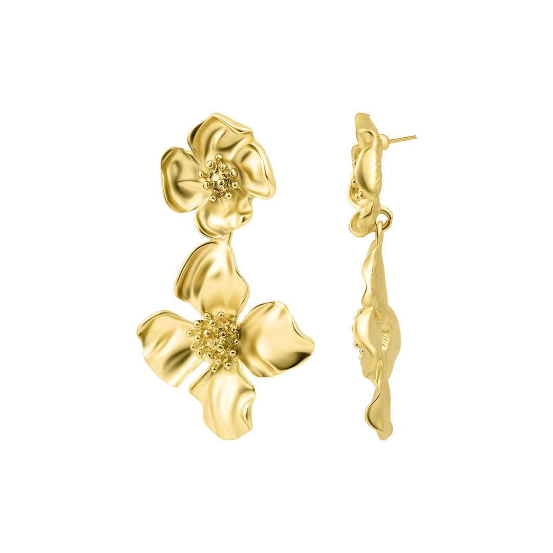 Demi 14K Gold Plated Flower Drop Earrings for Women