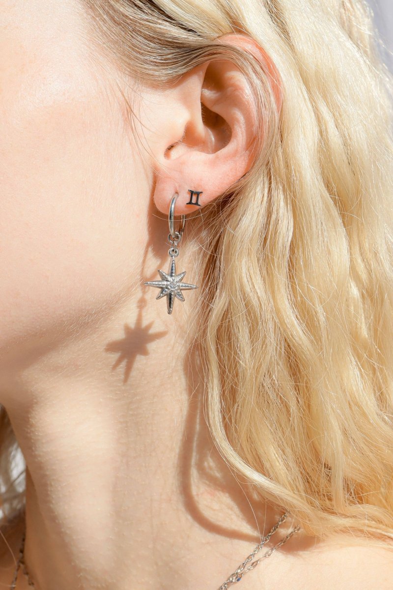 18K Gold Compass Charm Earrings for Adventurous Souls
