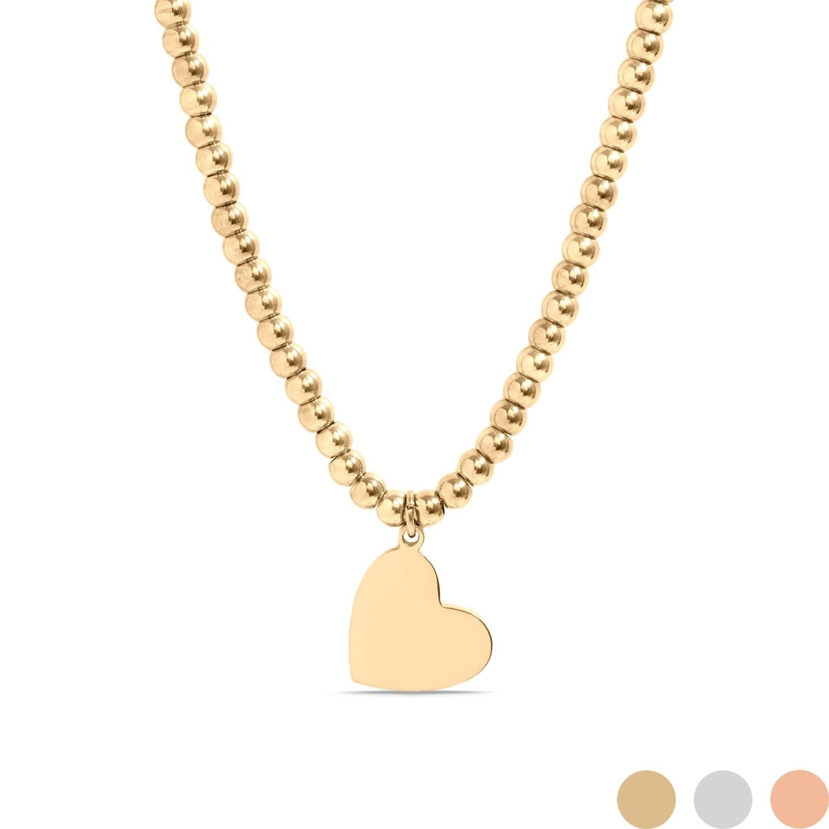 18K Gold Heart Beaded Waterproof Necklace