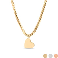 18K Gold Heart Beaded Waterproof Necklace