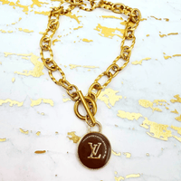 18K Gold LV Charm Toggle Bracelet