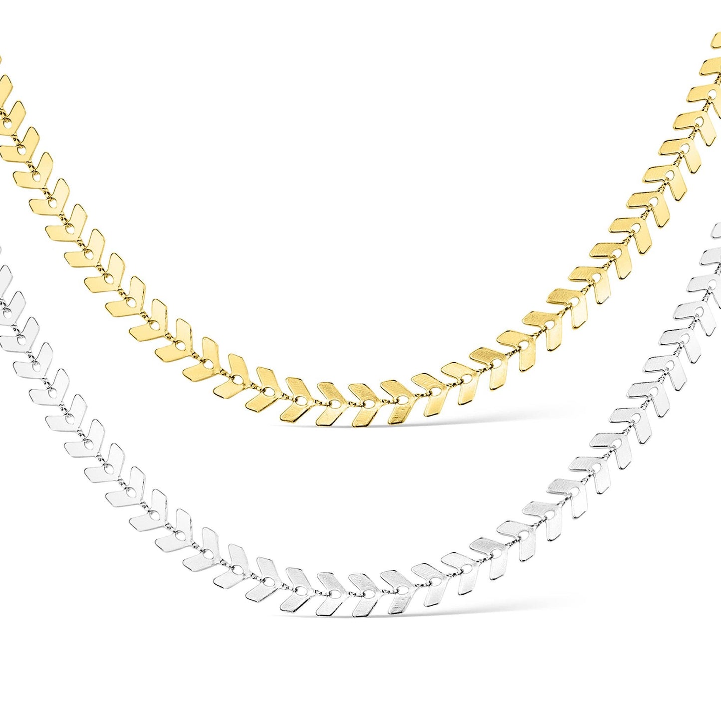 Chevron Waterproof Gold Chain Necklace with 18K PVD Finish