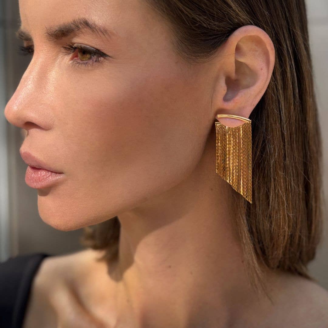 Chandated Fringe Jacket Earringselier 14k Gold Plated Jewelry