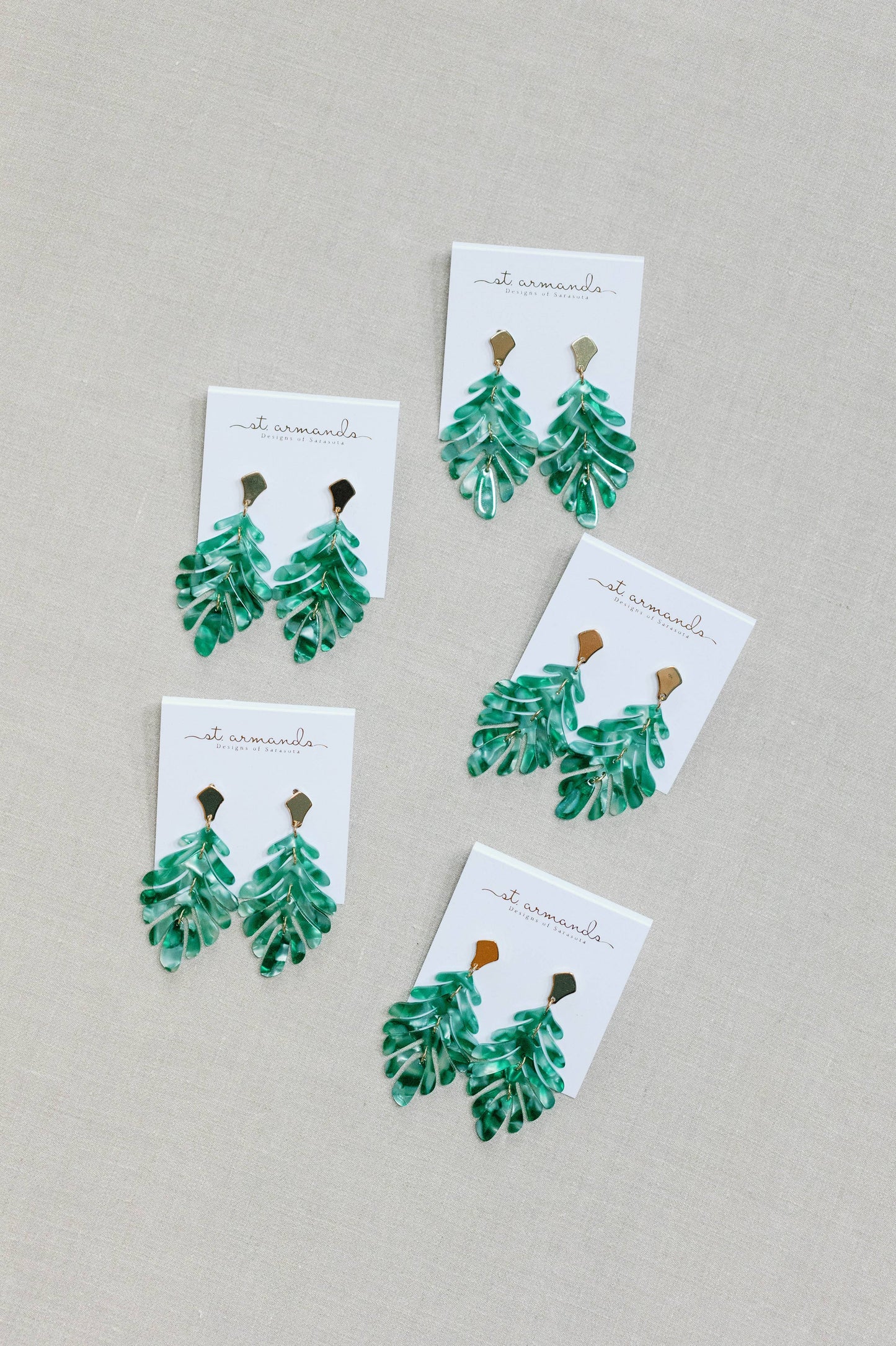 Sasha Green Petite Palm Drop Statement Earrings for Women