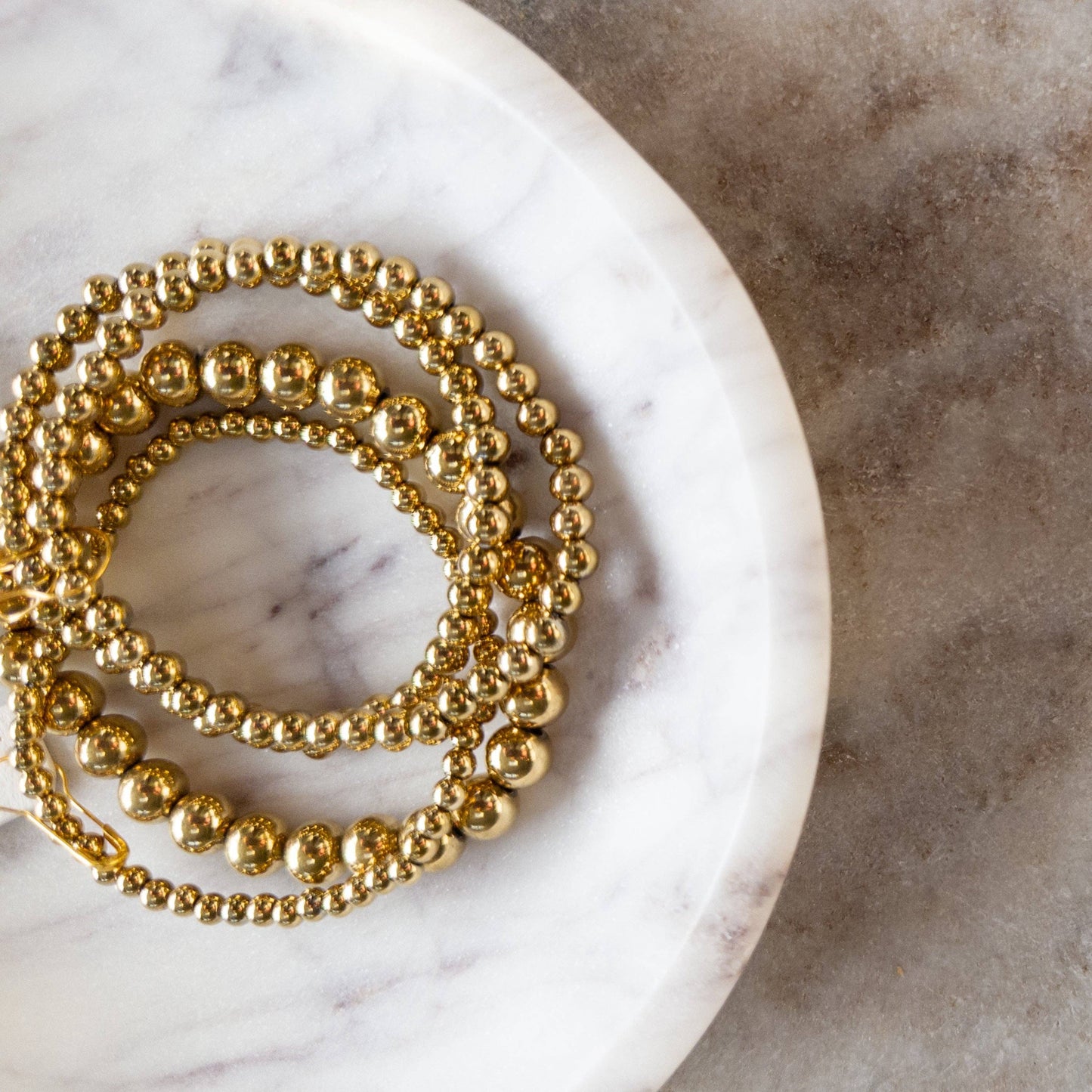 Bold Waterproof Gold Jewelry Ball Bracelets - 6mm Stylish