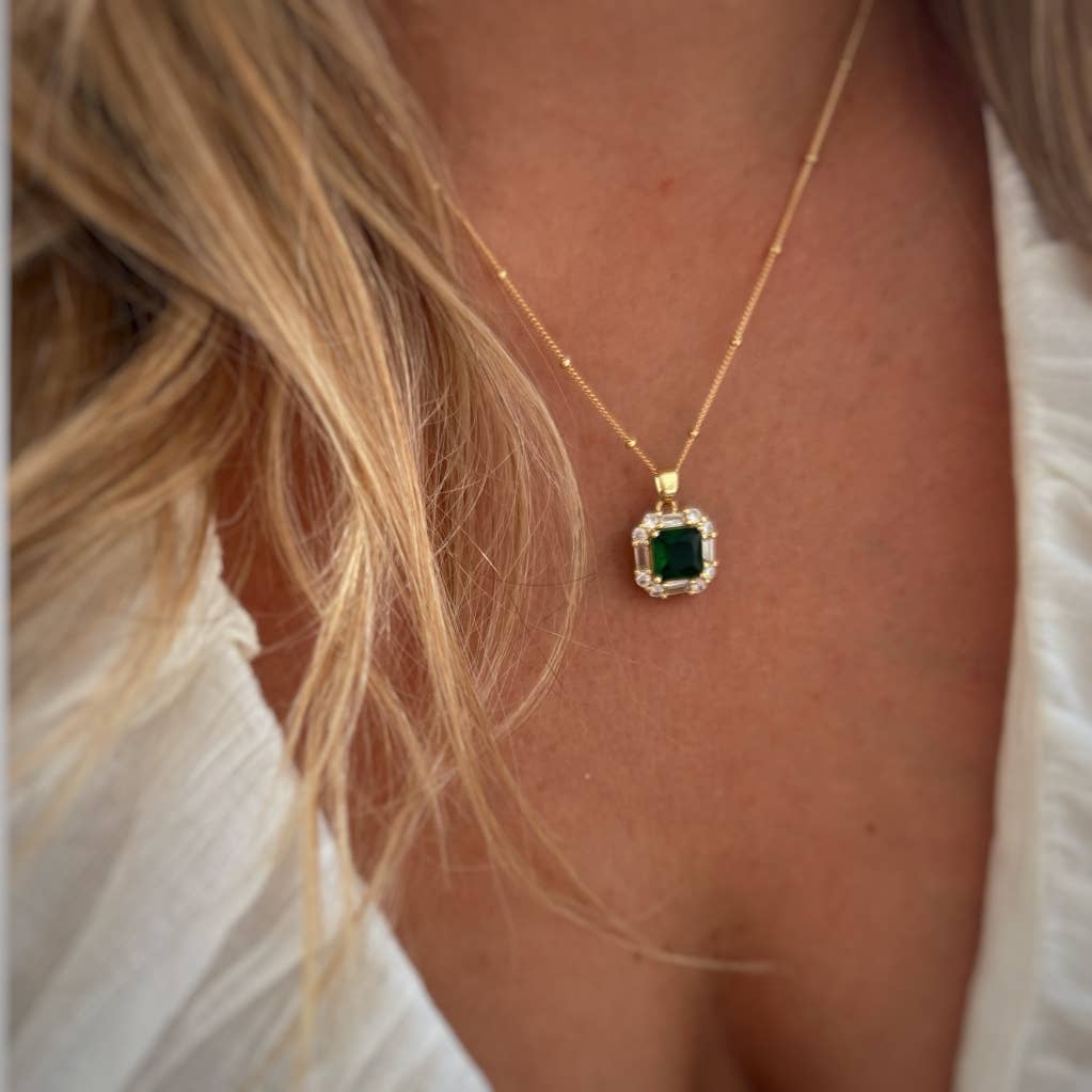 Emerald City Green Satellite Gold Filled Necklace