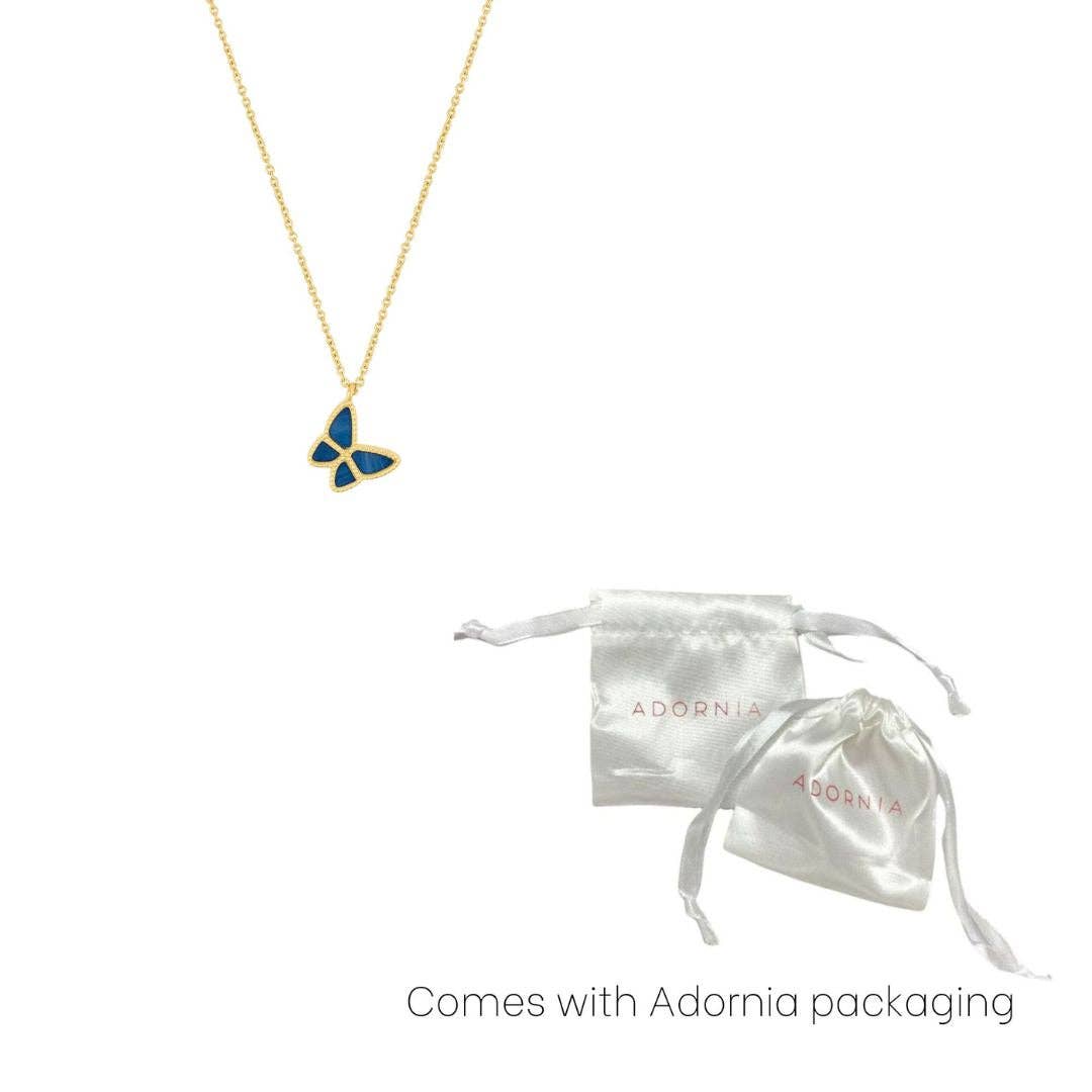 Stunning Blue Butterfly Necklace in 14k Gold Plating