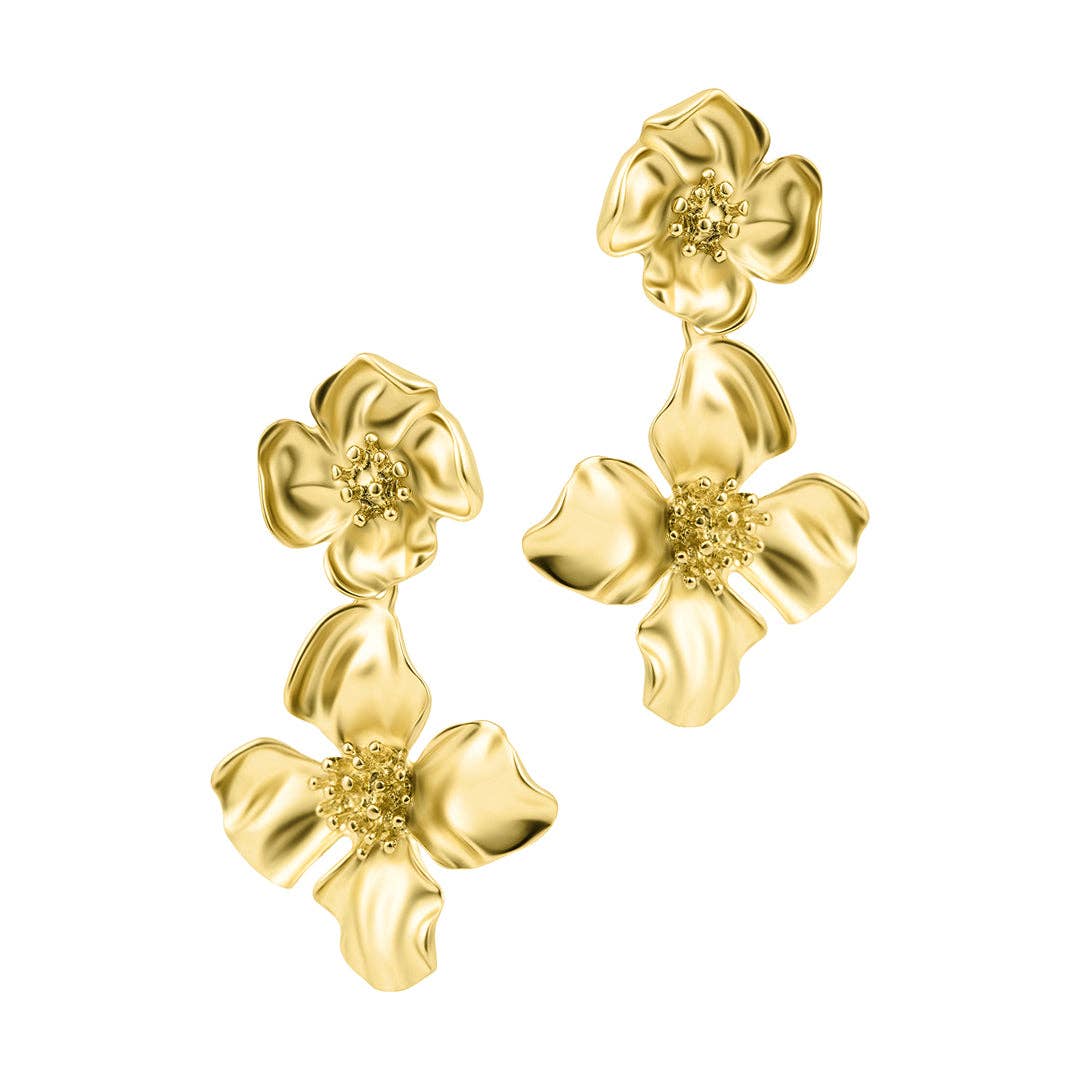 Demi 14K Gold Plated Flower Drop Earrings for Women