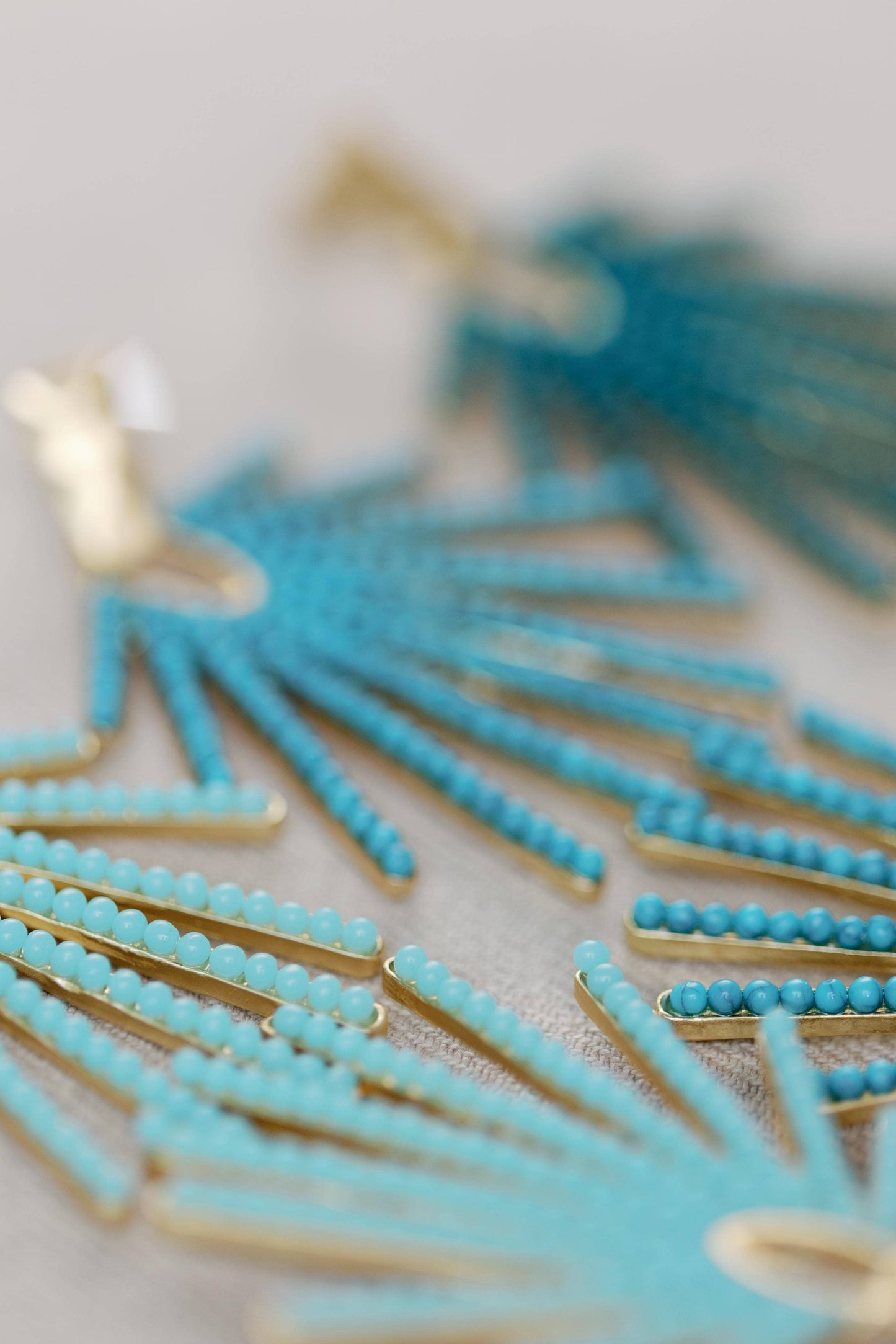 Light Turquoise Sunburst Statement Drop Earrings 2 Inch