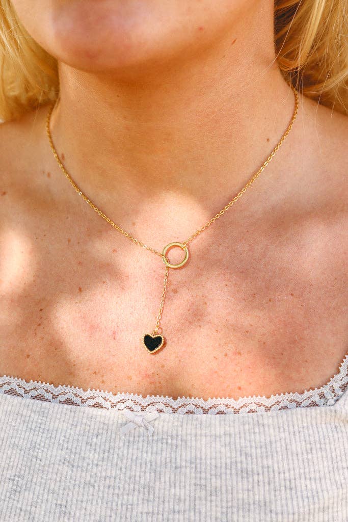 Elegant 18K Gold Heart Lariat Necklace for Women