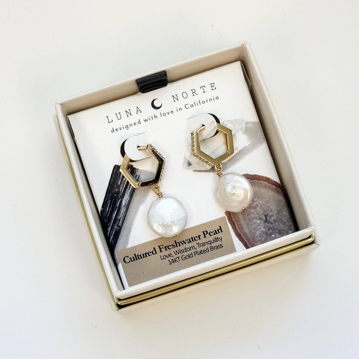 Seaborn Coin Pearl CZ Huggie Earring in Gold Plated Design