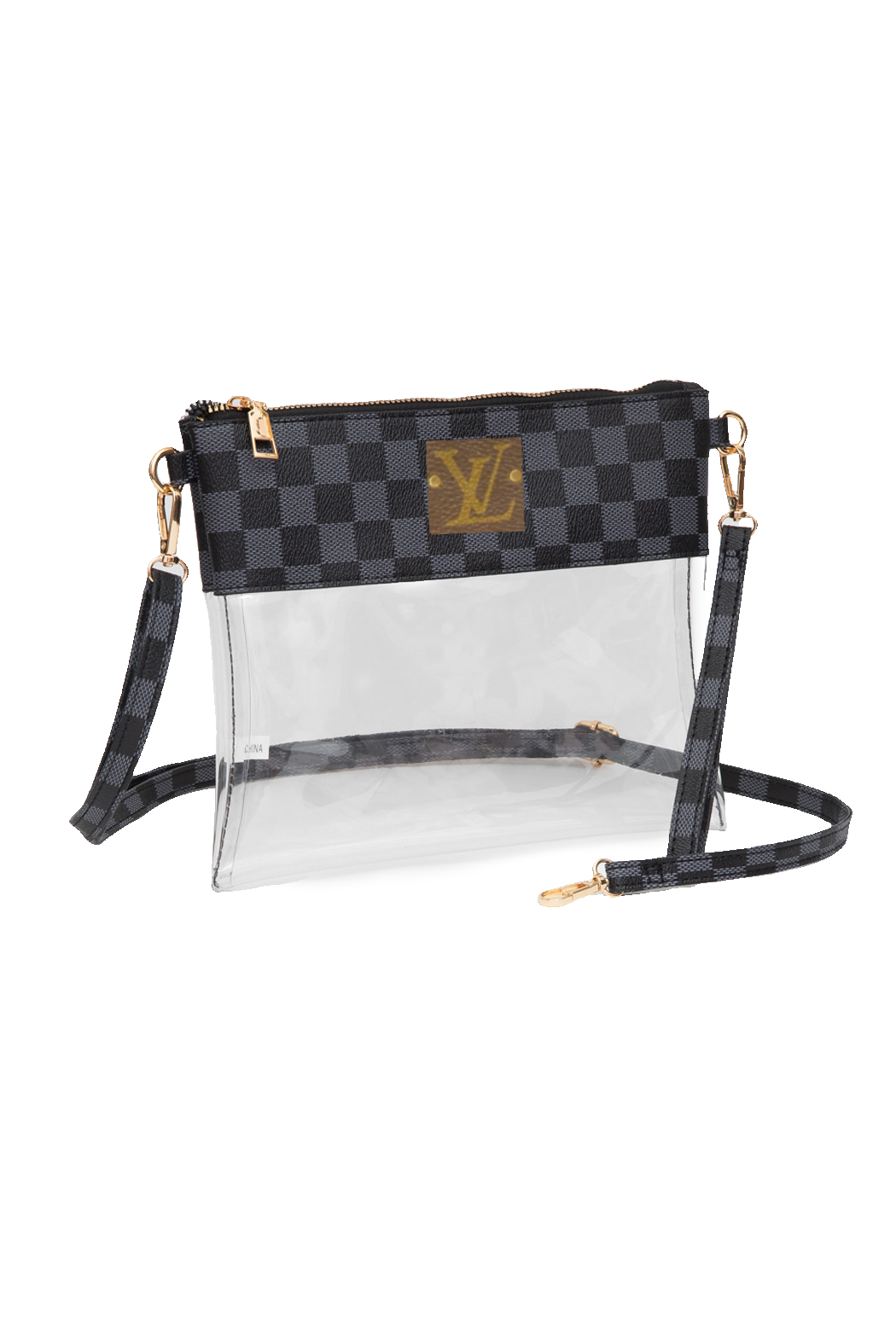 LV Upcycled Transparent Checkered Wristlet Crossbody Bag Style