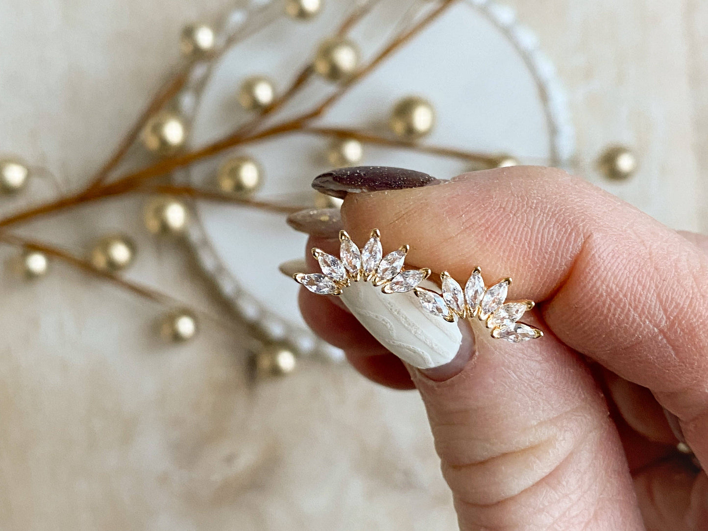 Elegant Winslet Studs with Marquez Shaped Cubic Zirconia