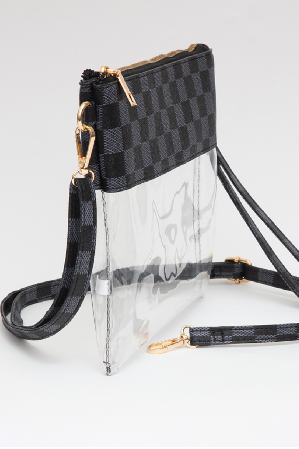 LV Upcycled Transparent Checkered Wristlet Crossbody Bag Style