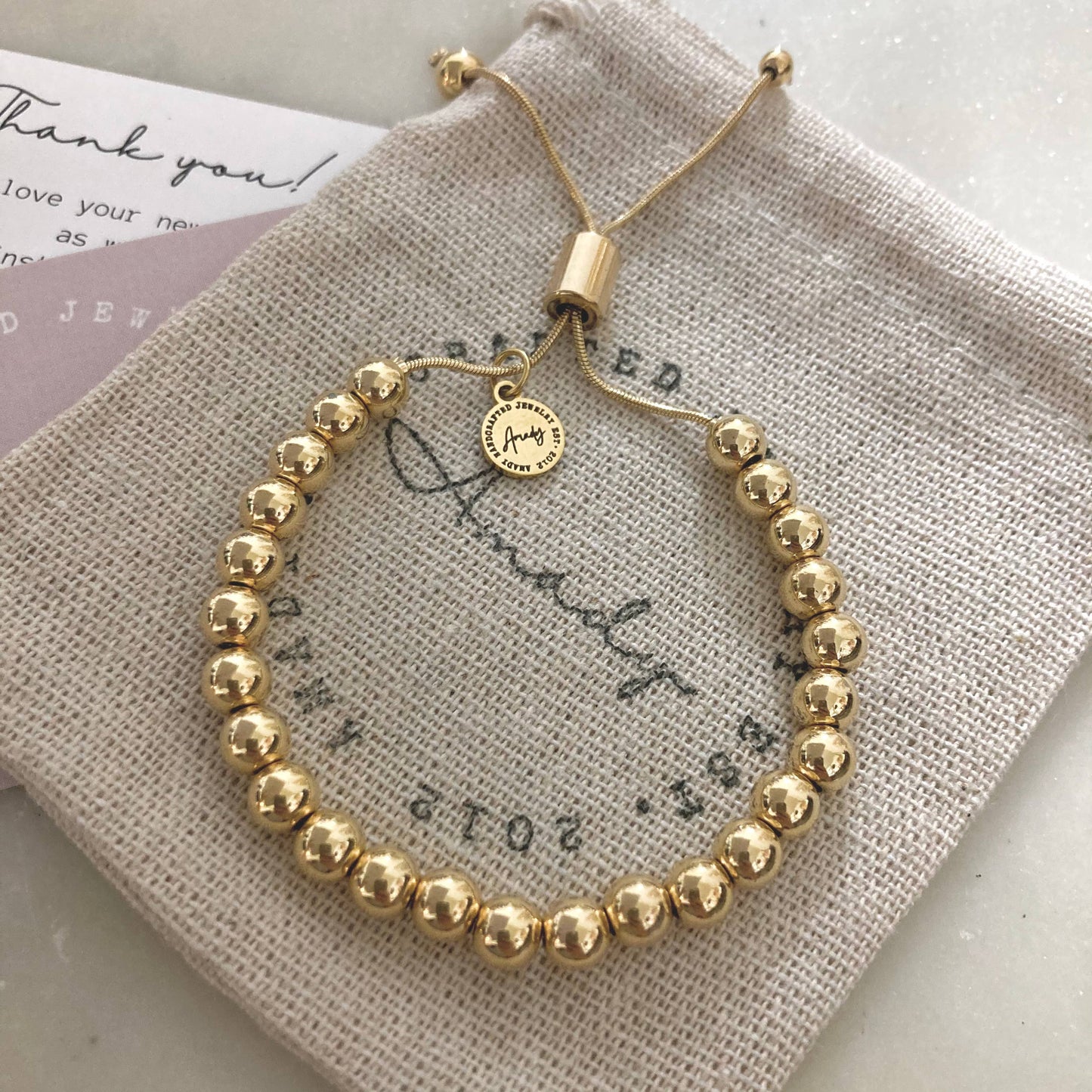 Elaina Essential 24k Gold Beaded Bracelet - Adjustable & Water Resistant