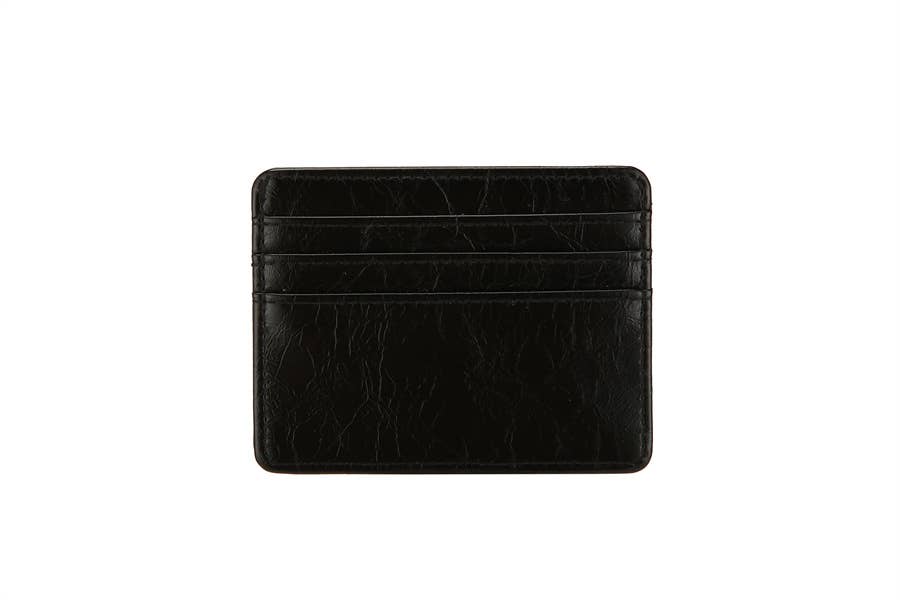 Faux Leather Ladies Card Holder: Black for Stylish Women