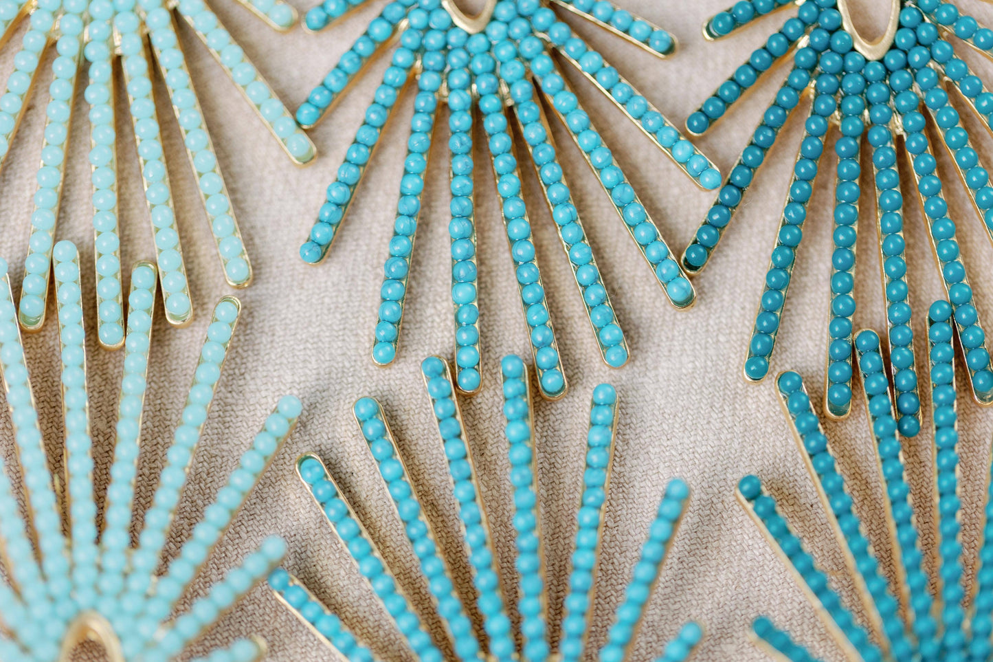 Light Turquoise Sunburst Statement Drop Earrings 2 Inch