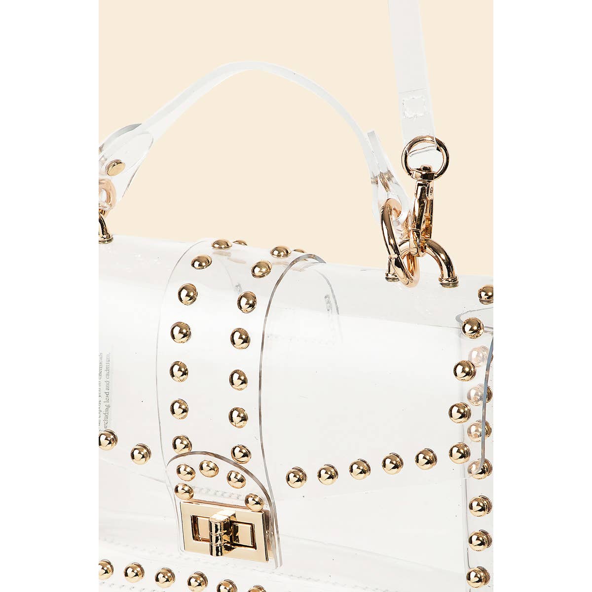 She's a Winner Gold Rhinestone Studded Clear Stadium Bag