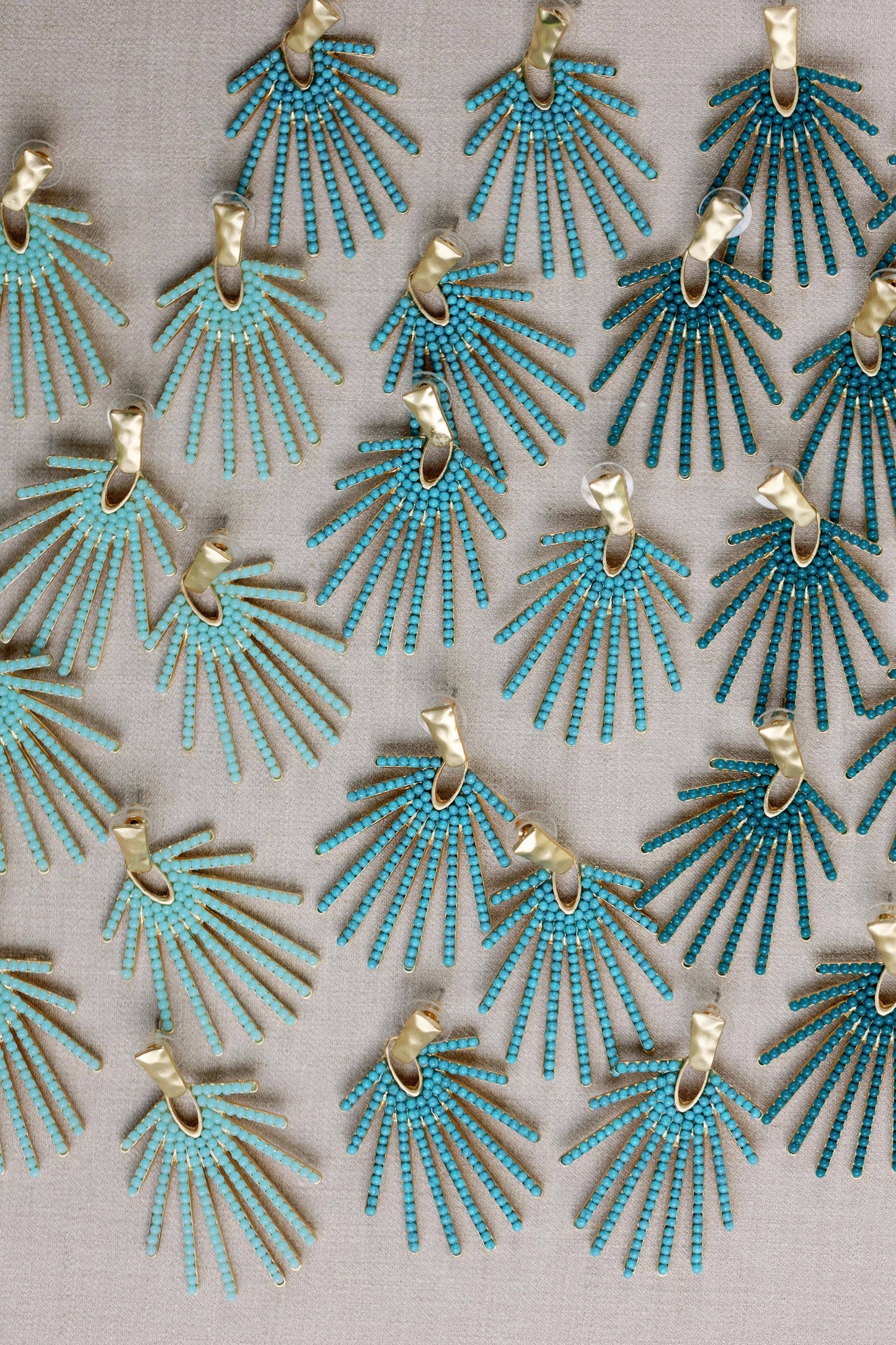 Light Turquoise Sunburst Statement Drop Earrings 2 Inch