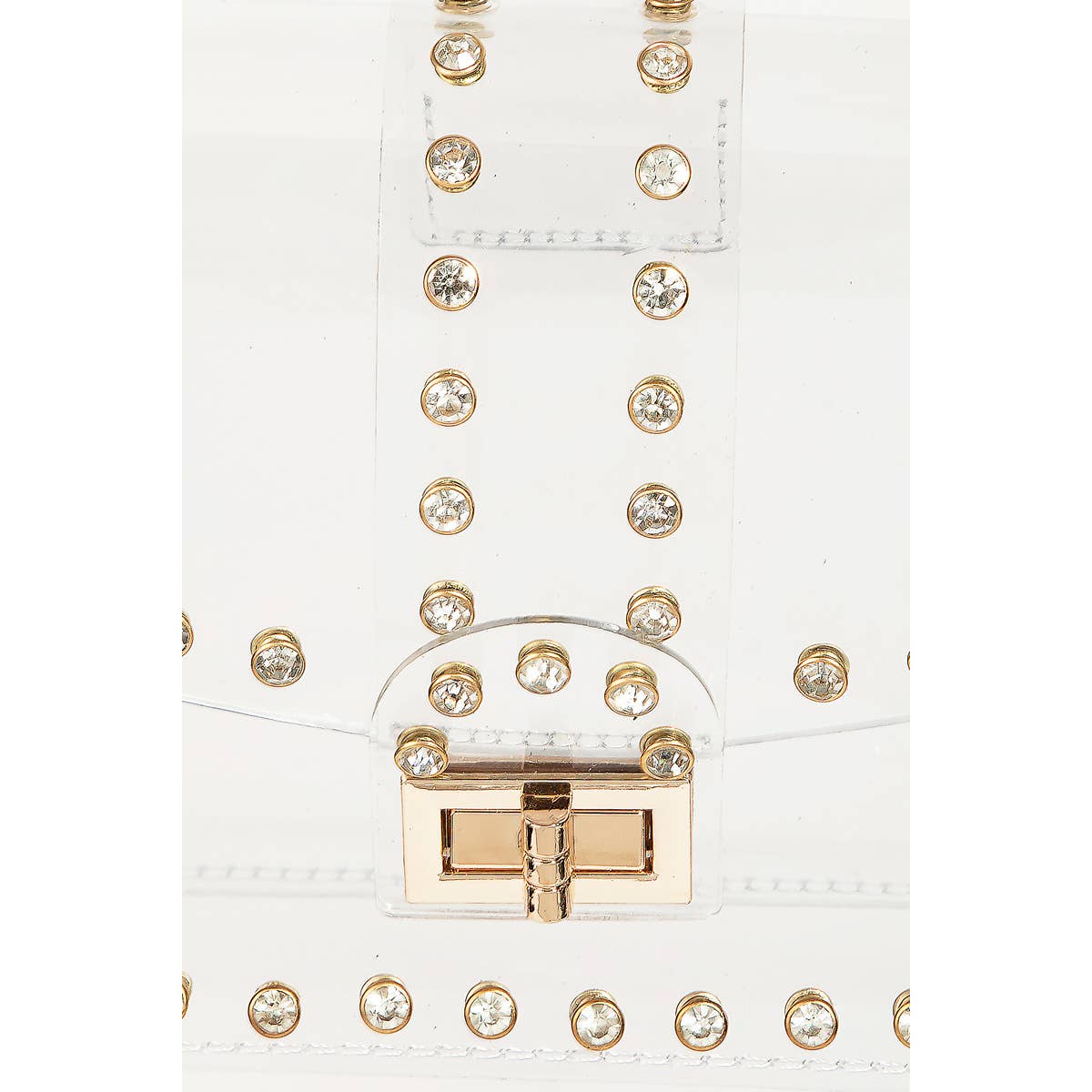 Out Loud Gold and Clear Rhinestone Trim Stadium Bag 9x6x2