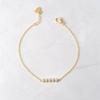 5 Stone Diamond Bracelet: 6.75" + .5" Ext / Gold