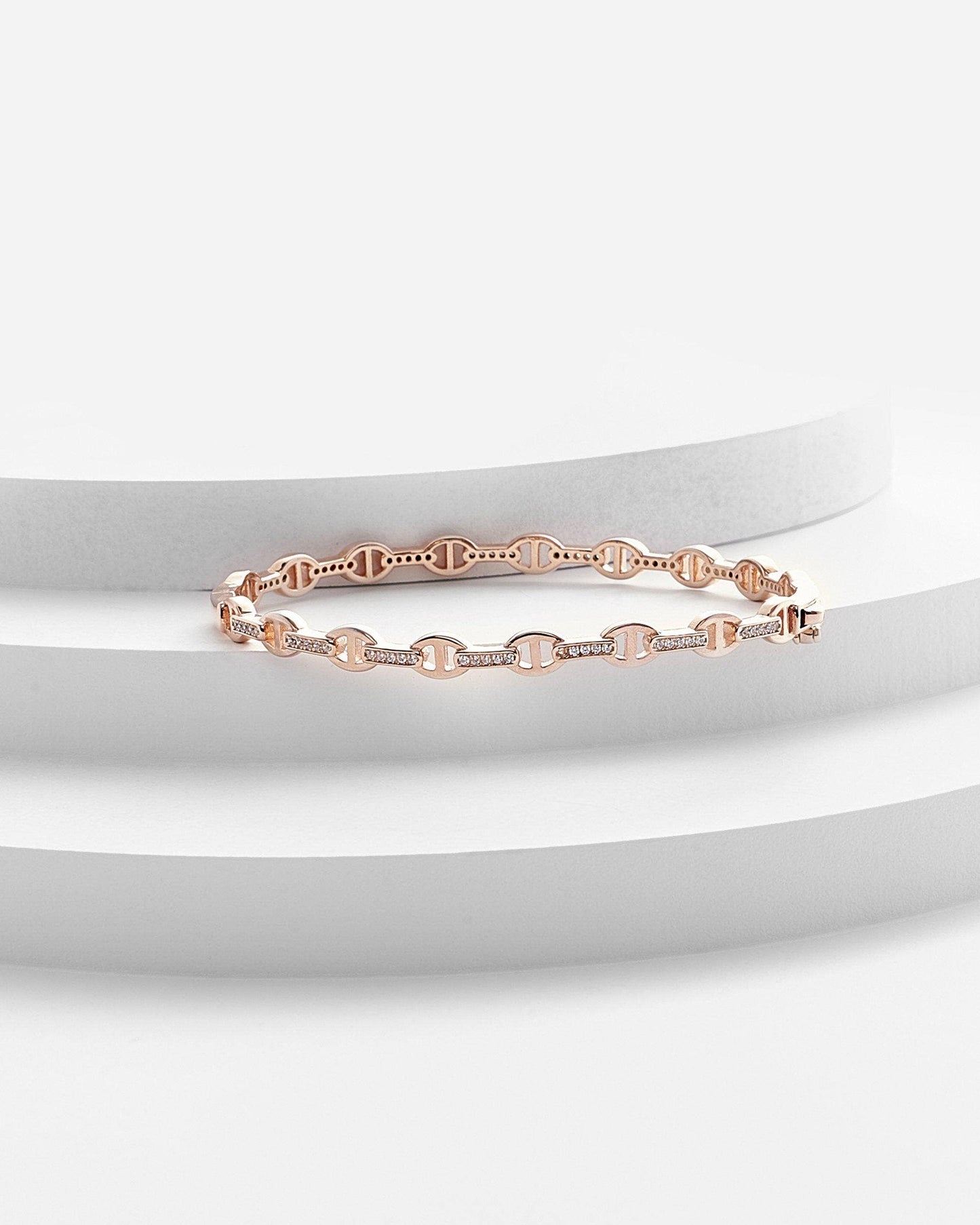 Helen Link Bangle In Rose - 14k Gold Plated Elegance