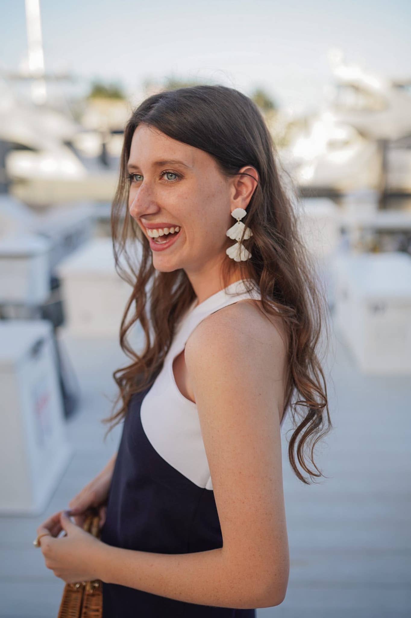 Sarah Mermaid Shell Statement Drop Earrings for Glam Style