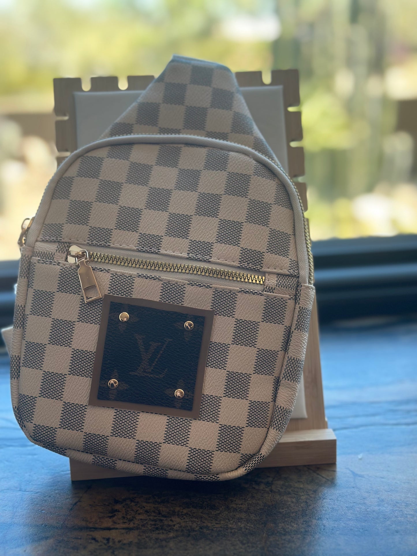 Eco-Friendly Louis Vuitton Checkered Sling Bag Upcycled Patch