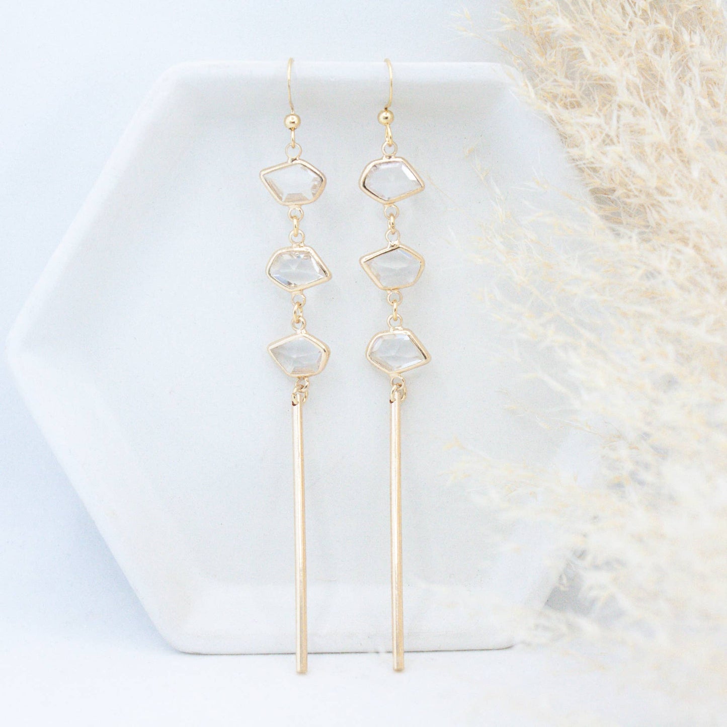 Bali-Ali Earrings Clear As Day Stylish Gold-Plated Jewelry