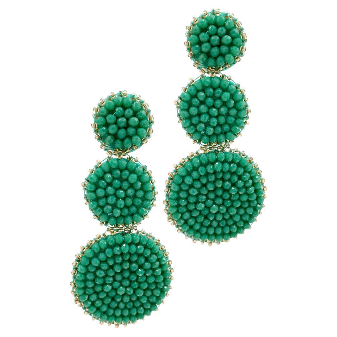 Talk of the Town Green Beaded Drop Earring in Gold
