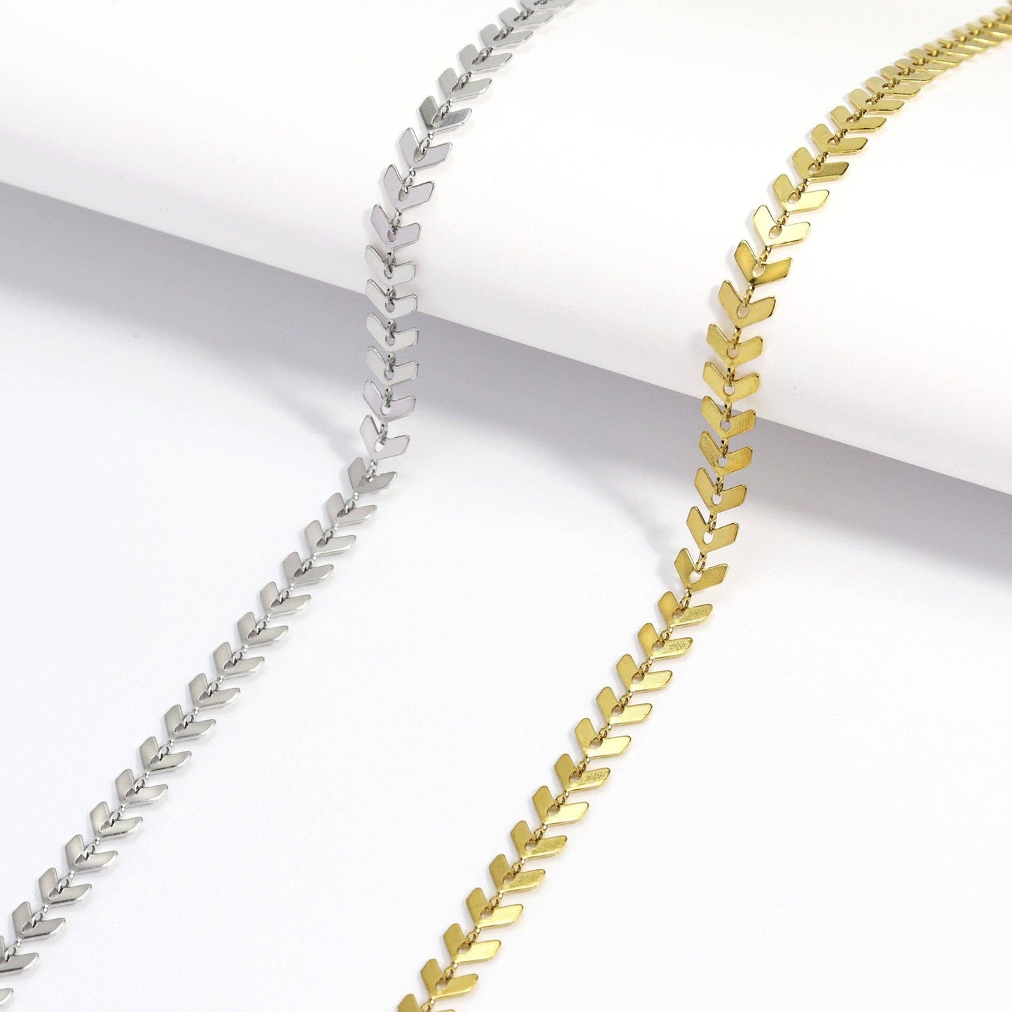 Chevron Waterproof Gold Chain Necklace with 18K PVD Finish