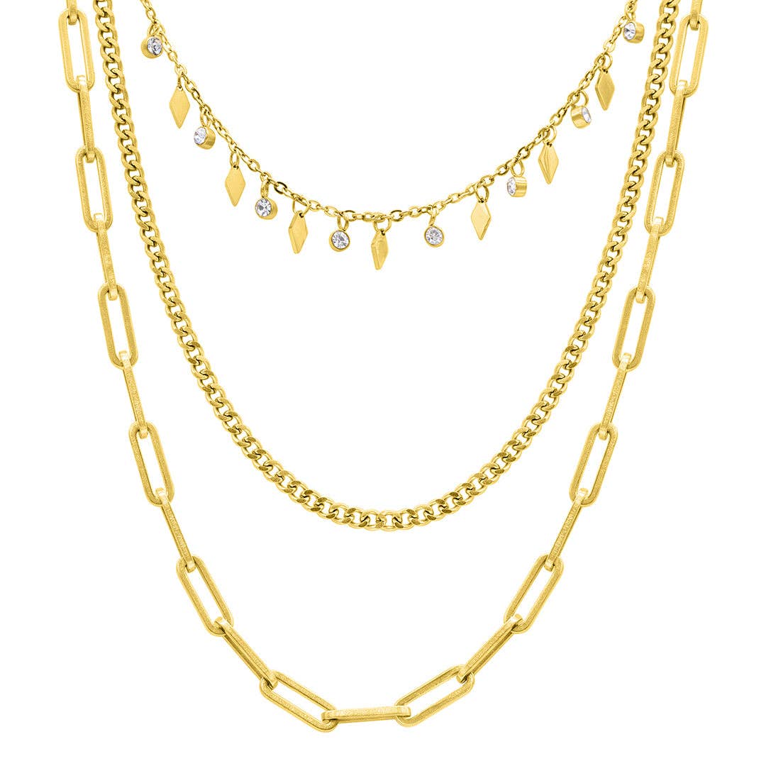Assemblage 14K Gold Dangle Diamond Chain Necklace Set