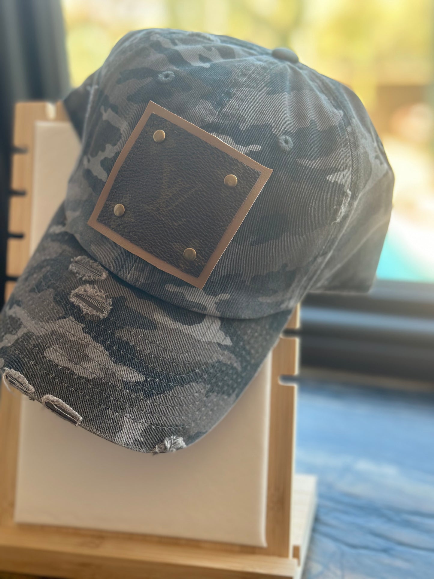 Upcycled Designer Baseball Cap with Louis Vuitton Patch