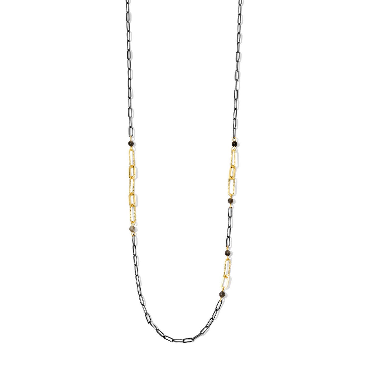 Opposites Attract Two-Tone Long Necklace with Labradorite