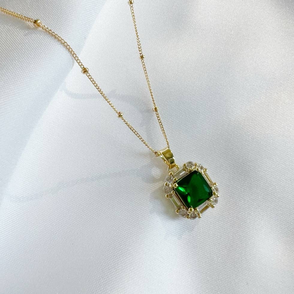 Emerald City Green Satellite Gold Filled Necklace