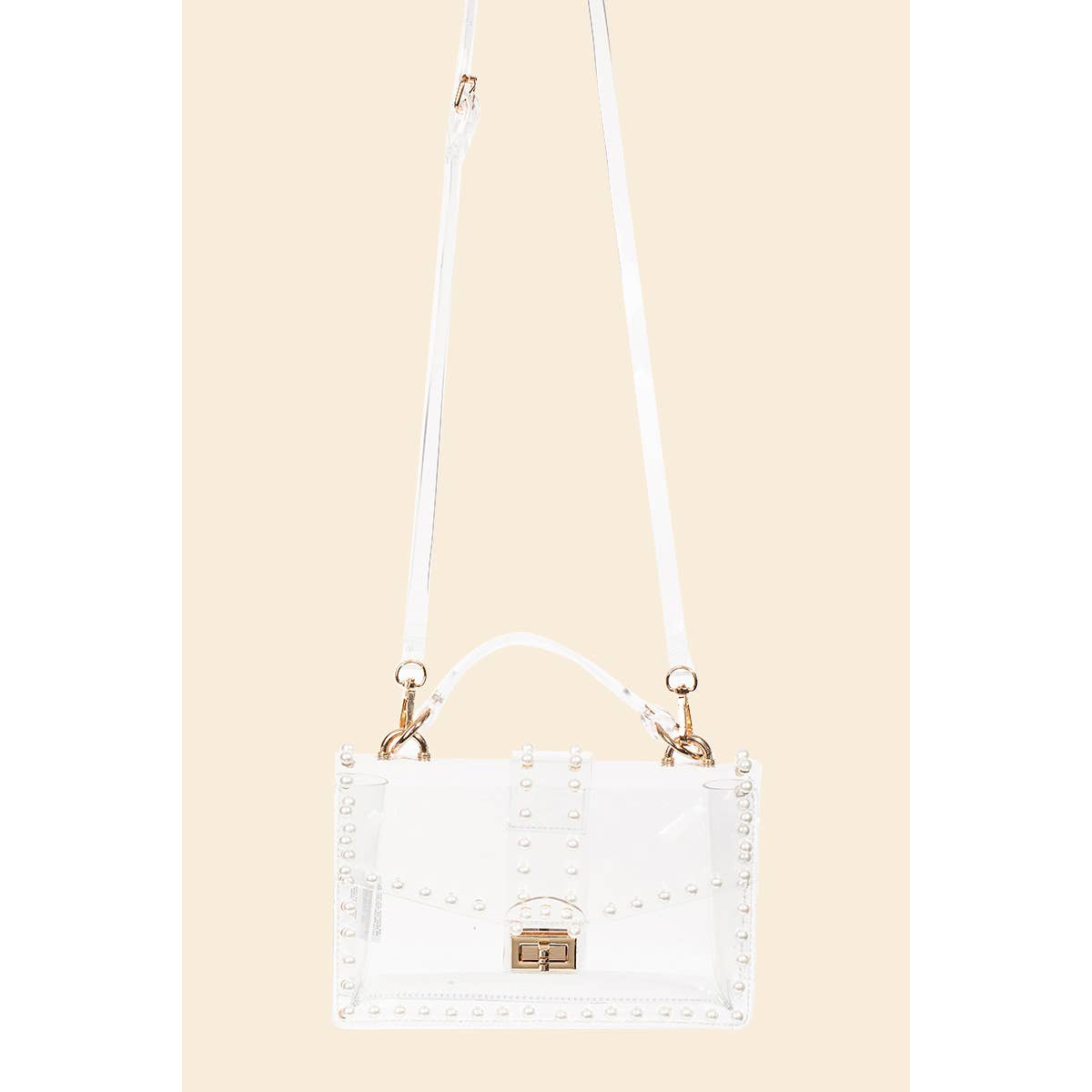 Let's Play Clear Rhinestone Trim Stadium Bag 9x6x2 Inches