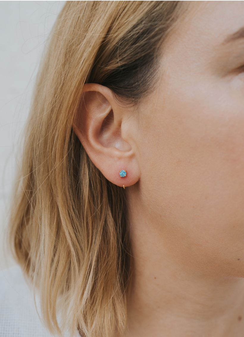 Fire Opal Huggie Earrings