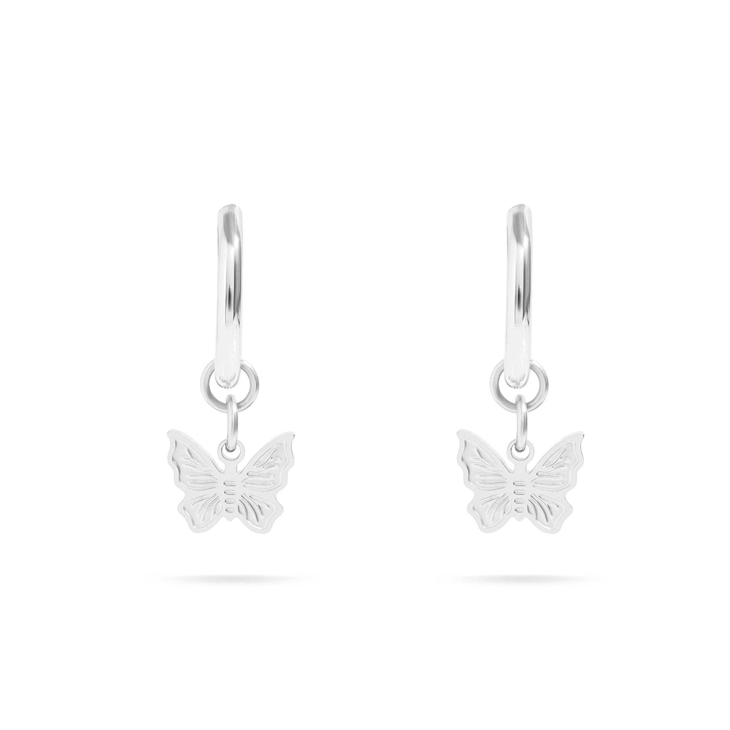 Hypoallergenic Stainless Steel Butterfly Huggie Earrings Set