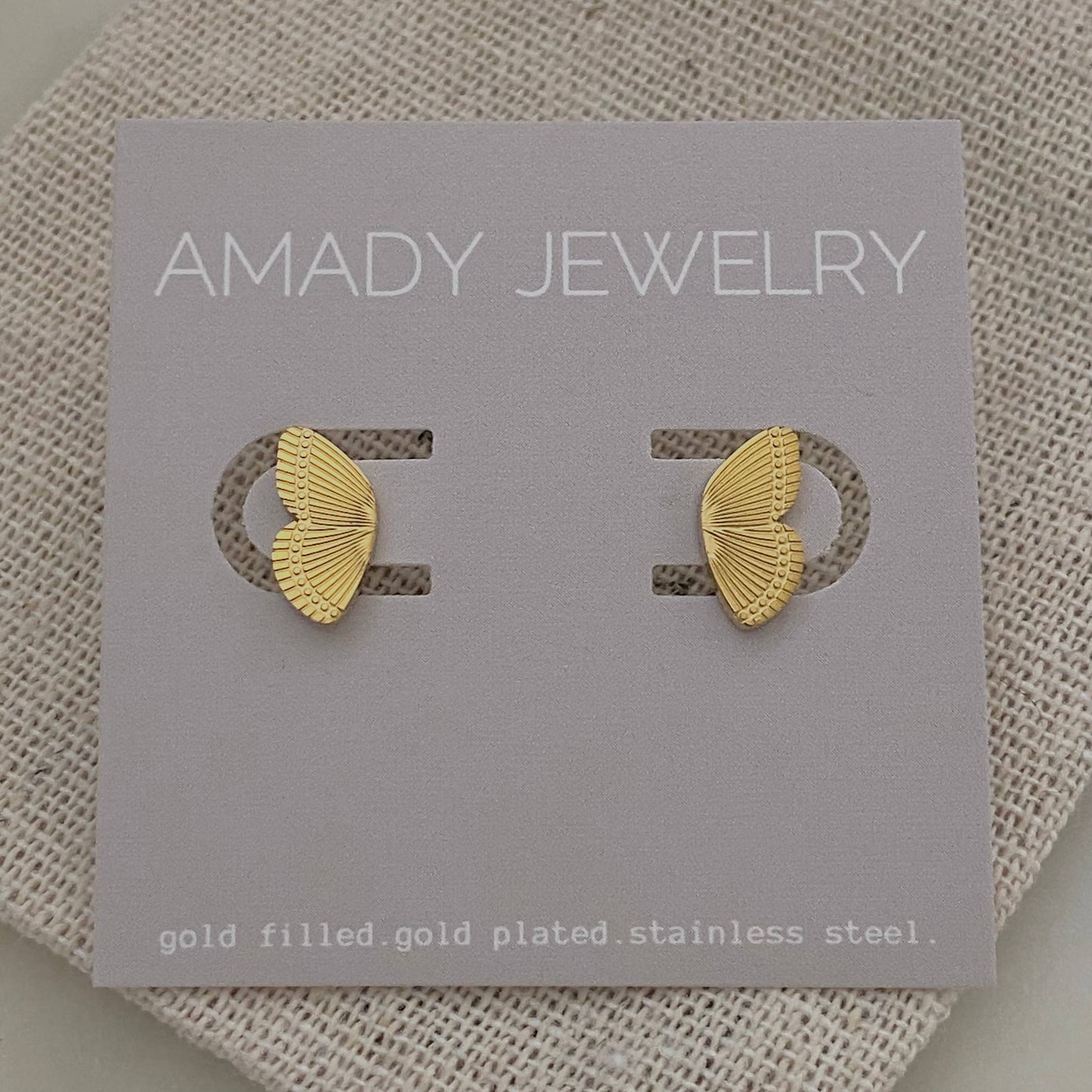 Take Flight Butterfly Wings 18k Gold Stud Earrings Set