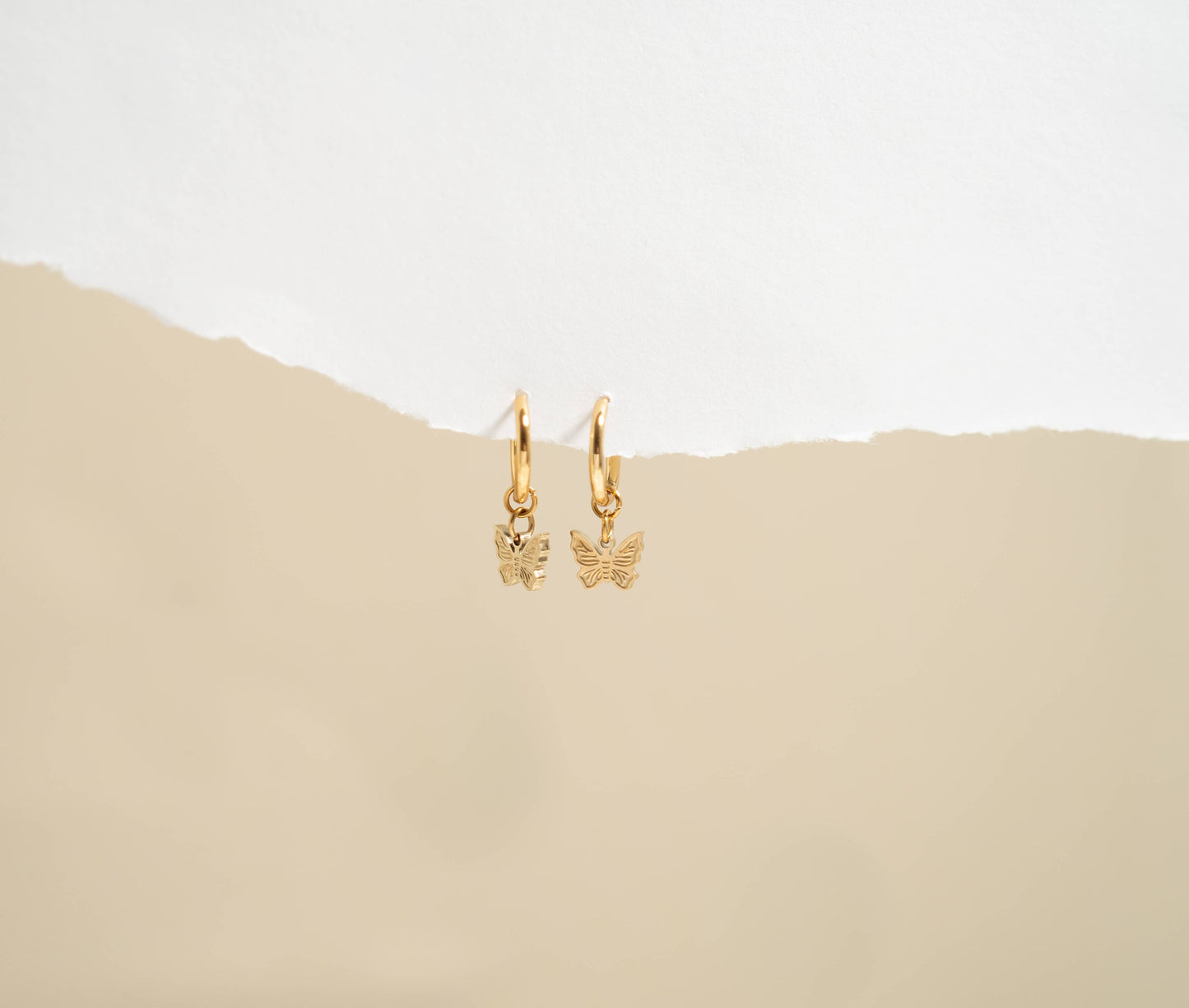 Hypoallergenic Stainless Steel Butterfly Huggie Earrings Set