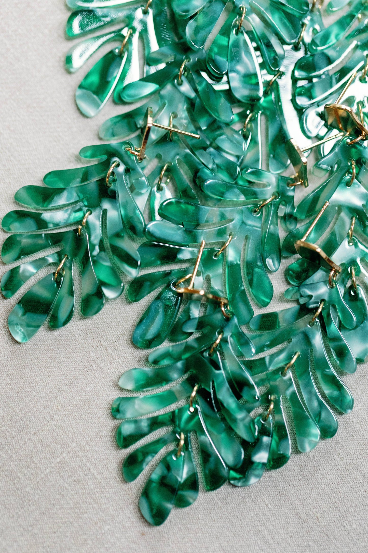 Sasha Green Petite Palm Drop Statement Earrings for Women